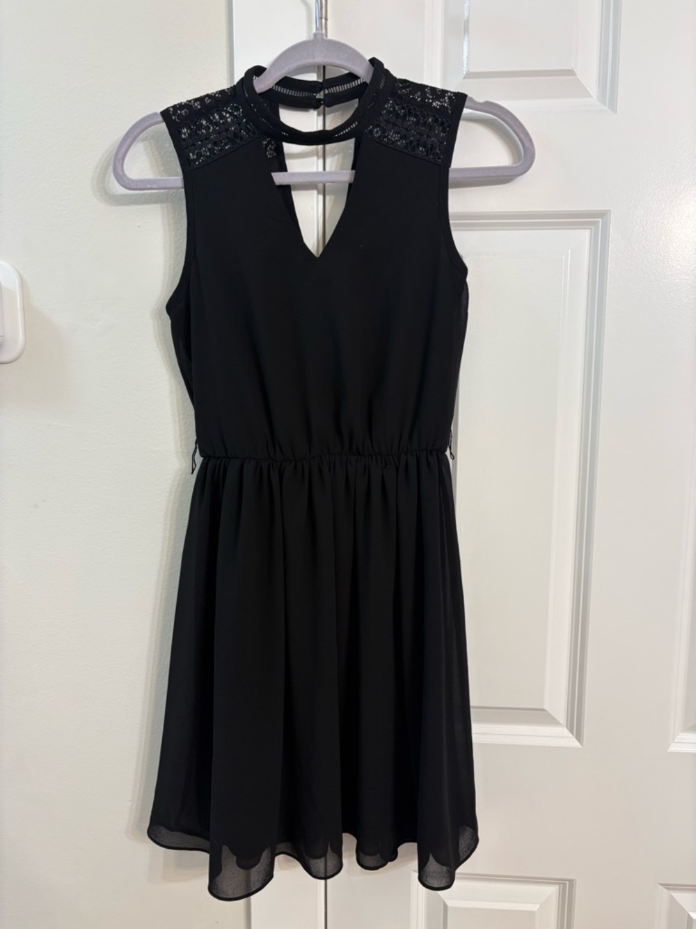 by & by Black Sleeveless Lace Yoke Midi Dress